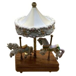 Willits Vtg ‎ 2 Horse Carousel Music Figurine-Plays East Side West Side-10" Tall